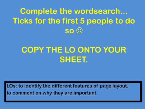 Non-fiction preparation - page layout +worksheet
