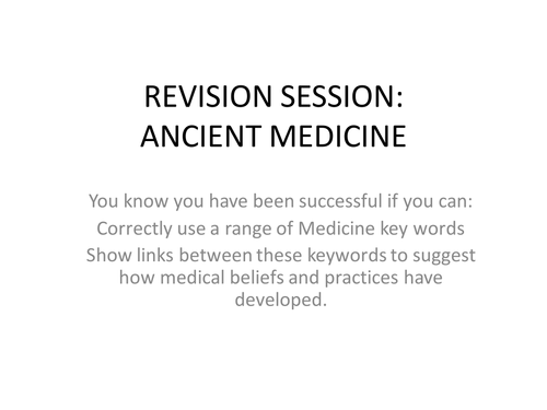 Medieval Medicine Revision