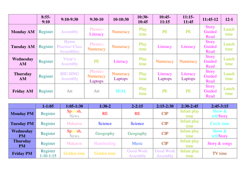 KS1 timetables