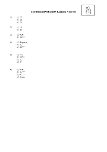 Conditional Probability Sheet + Answers