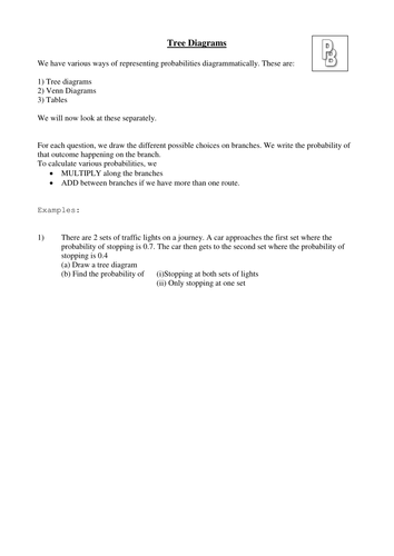 Tree Diagrams - Fill in the Gaps