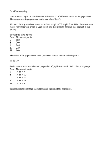 Stratified Sampling