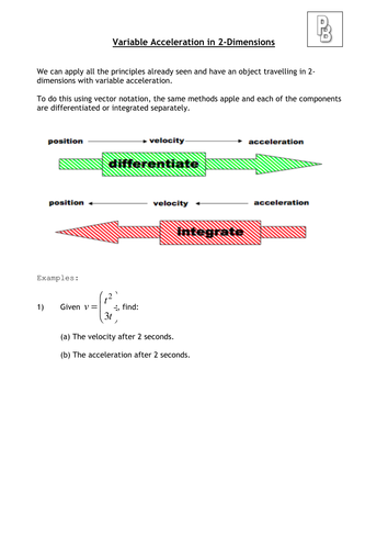 Notes on 2-D variable acceleration