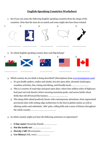 english and worksheet nationalities countries 28 Catherine Countries English Speaking by Worksheet