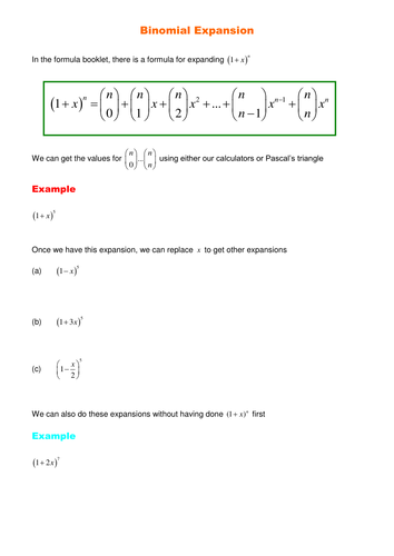 Printables Binomial Theorem Worksheet advanced pure teaching resources binomial expansion tes a level maths c2 worksheets
