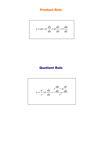 Product and Quotient Rules