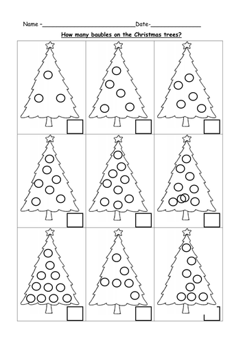 Count the baubles on the Christmas tree | Teaching Resources