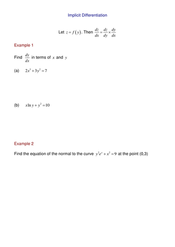 Parametric and implicit differentiation