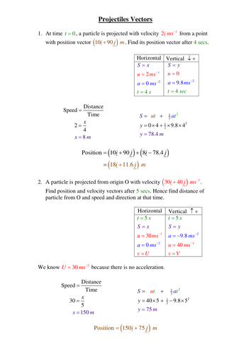 Using Vectors in Projectiles