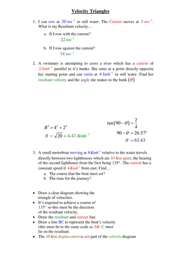 Egs of what a Velocity Triangle is
