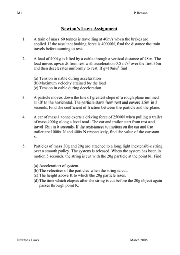 Newtons Laws Assignment