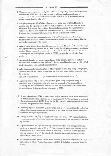 Newtons Laws Sheet 2