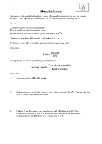 Kinematics Introduction