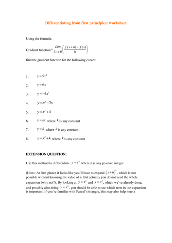 Differentiation from first principles