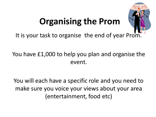 Speaking and Listening: Organising Prom