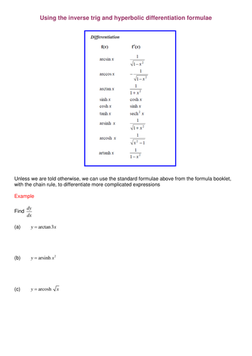 Inverse hyperbolic functions