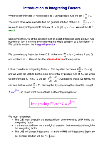 First order differential equations