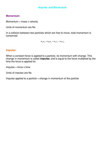 A level Maths Mechanics: Collisions Worksheets