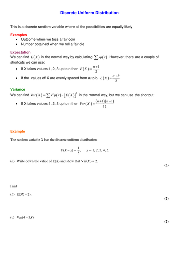 Discrete Uniform Distribution