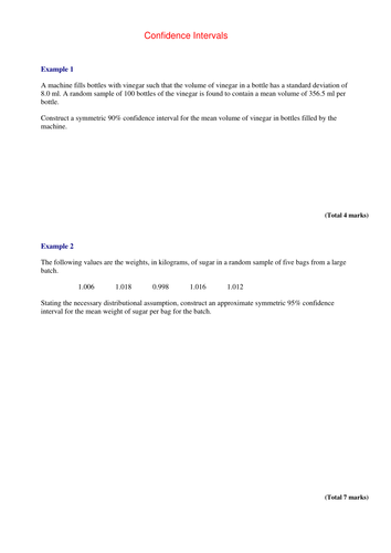 Confidence Intervals and Central Limit Theorem