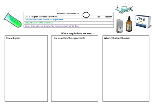 Plan an experiment - which soap lathers most