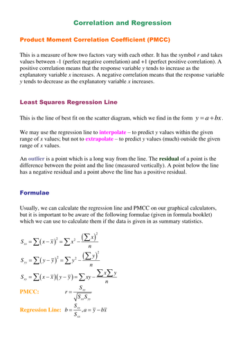 Correlation and regression