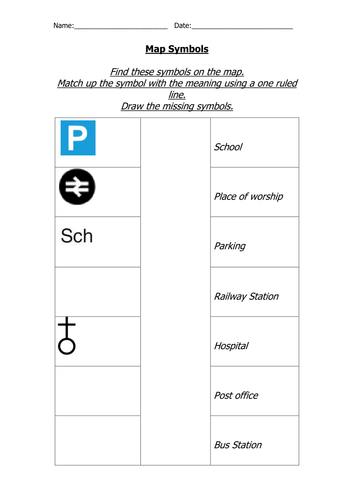 Map Symbols Worksheet