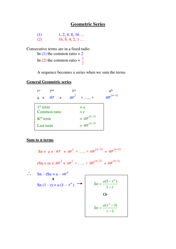 a level Maths: Geometric Sequences Revision Aid