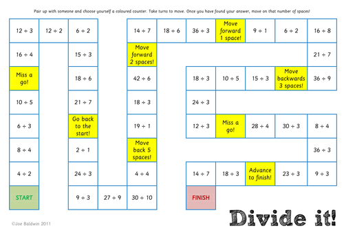 Maths: Division Board Game | Teaching Resources