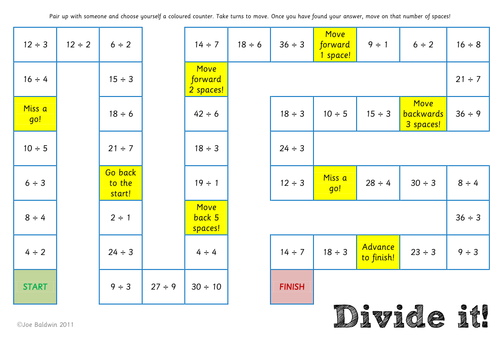 Maths: Division Board Game