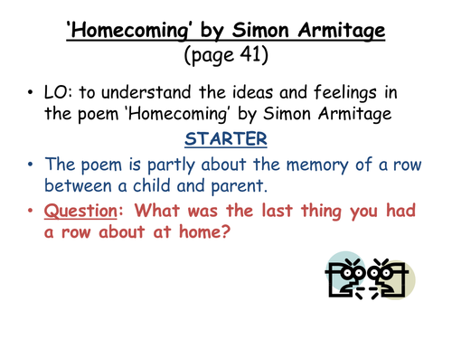 Homecoming By Simon Armitage Teaching Resources