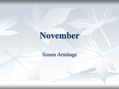 November by Simon Armitage