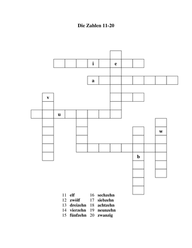 Number worksheets - German