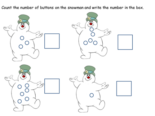 Snowman counting worksheet 1-10 | Teaching Resources