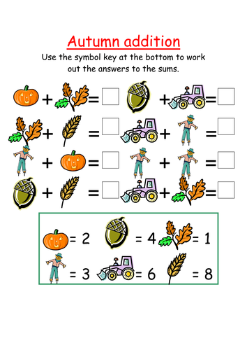 Autumn symbol addition activity