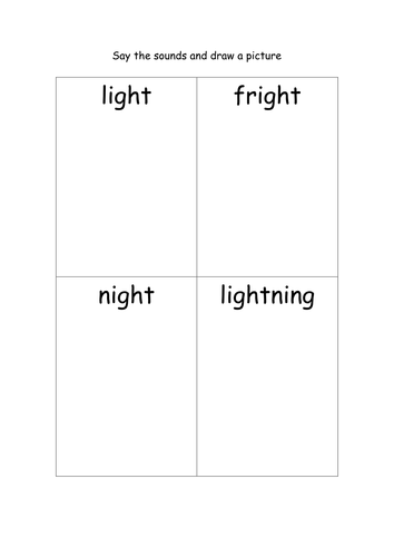 Simple independent activity draw the word 'igh'