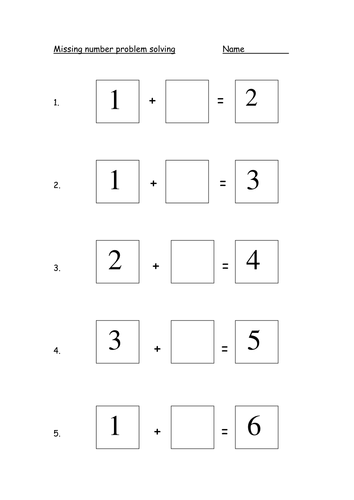 Simple missing number sheet