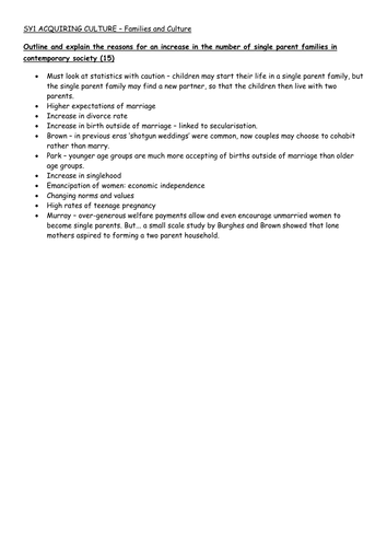 SY1 Family single parent