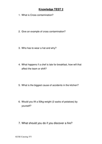 GCSE Knowledge test
