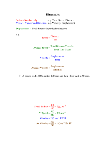 basic Kinematics Worked Examples