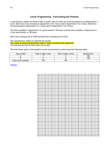 Linear Programming Formulation 1