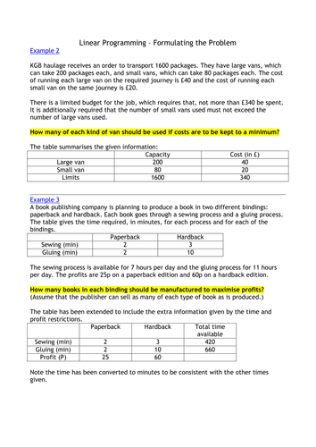 Linear Programming Formulation 2