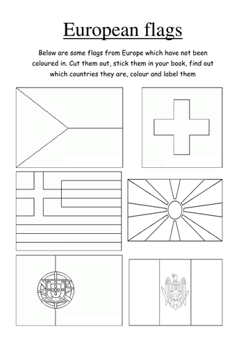 Colour in and research the flags of Europe Teaching