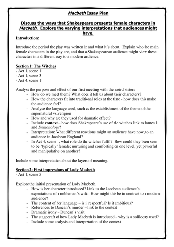 macbeth character essay plans