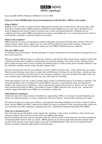 Lesson plan - MRSA evolution