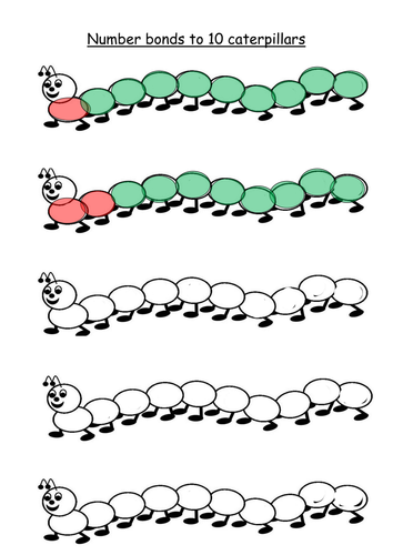 Number bonds to 10 - colour the caterpillars