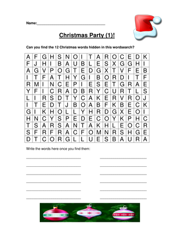 Christmas Wordsearch (Differentiated)