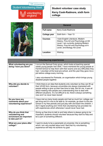 Volunteer case study questions picture