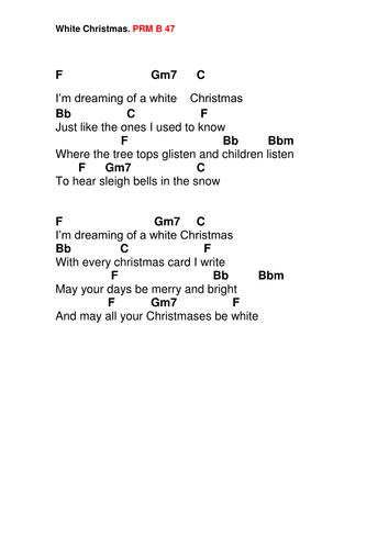 Chords. Lyrics. White Christmas' | Teaching Resources