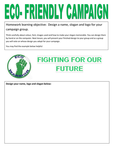 Campaigning: designing a logo - example provided